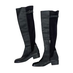 Sam Edelman Jacob Over The Knee Black Leather Stretch Boots, Size 9
